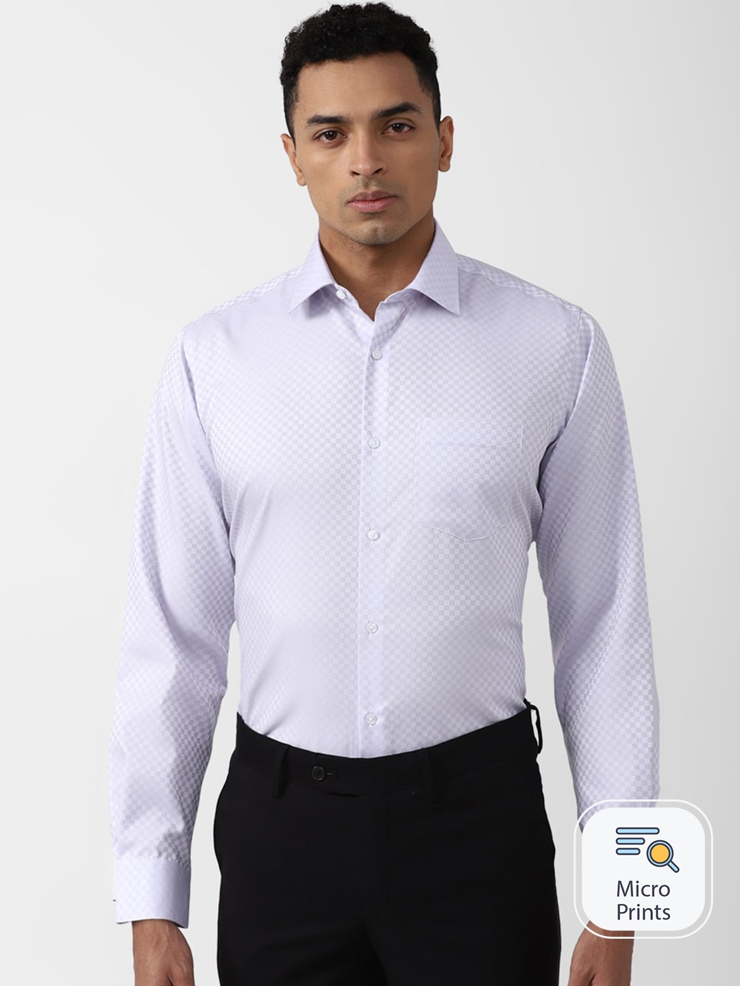 

Van Heusen Durapress Checked Pure Cotton Wrinkle Resistant & Easy Care Formal Shirt, Purple