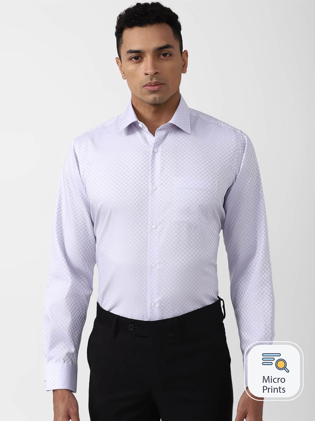 

Van Heusen Checked Pure Cotton Formal Shirt, Purple