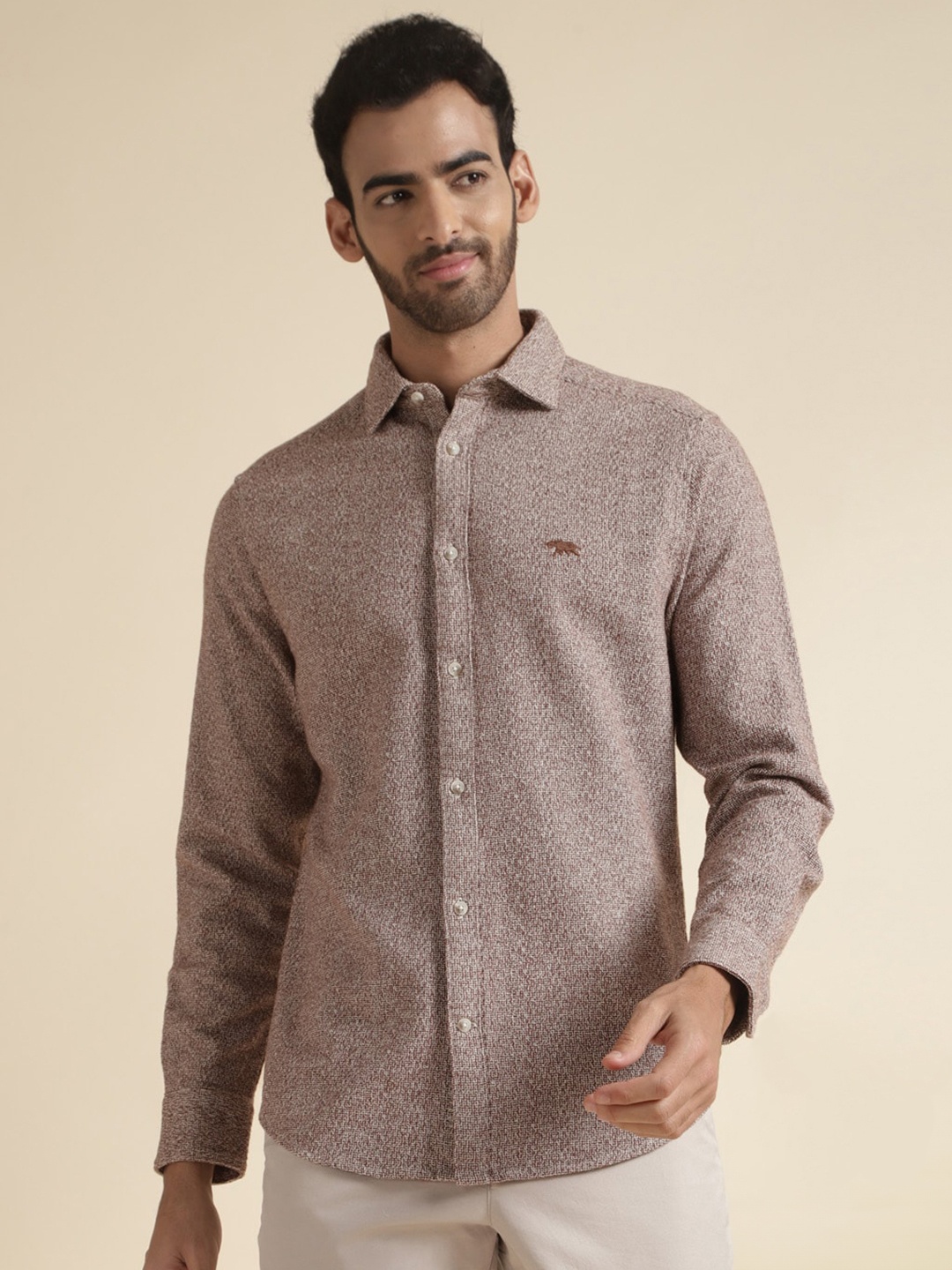 

Andamen Premium Micro Ditsy Printed Casual Shirt, Brown