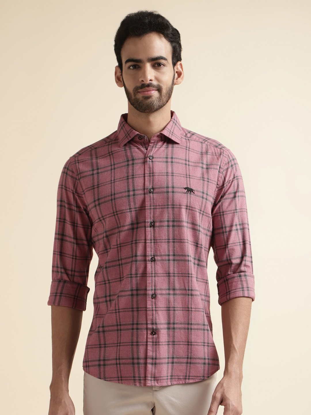 

Andamen Premium Tartan Checked Twill Casual Shirt, Red