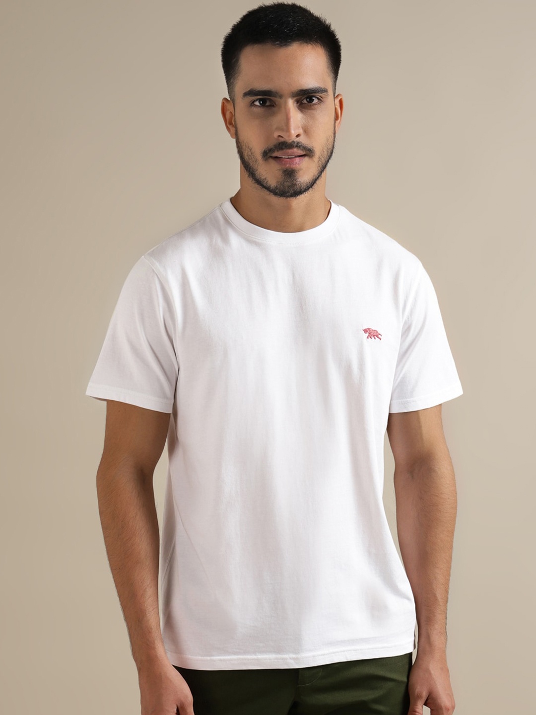 

Andamen Round Neck Cotton Casual T-shirt, White