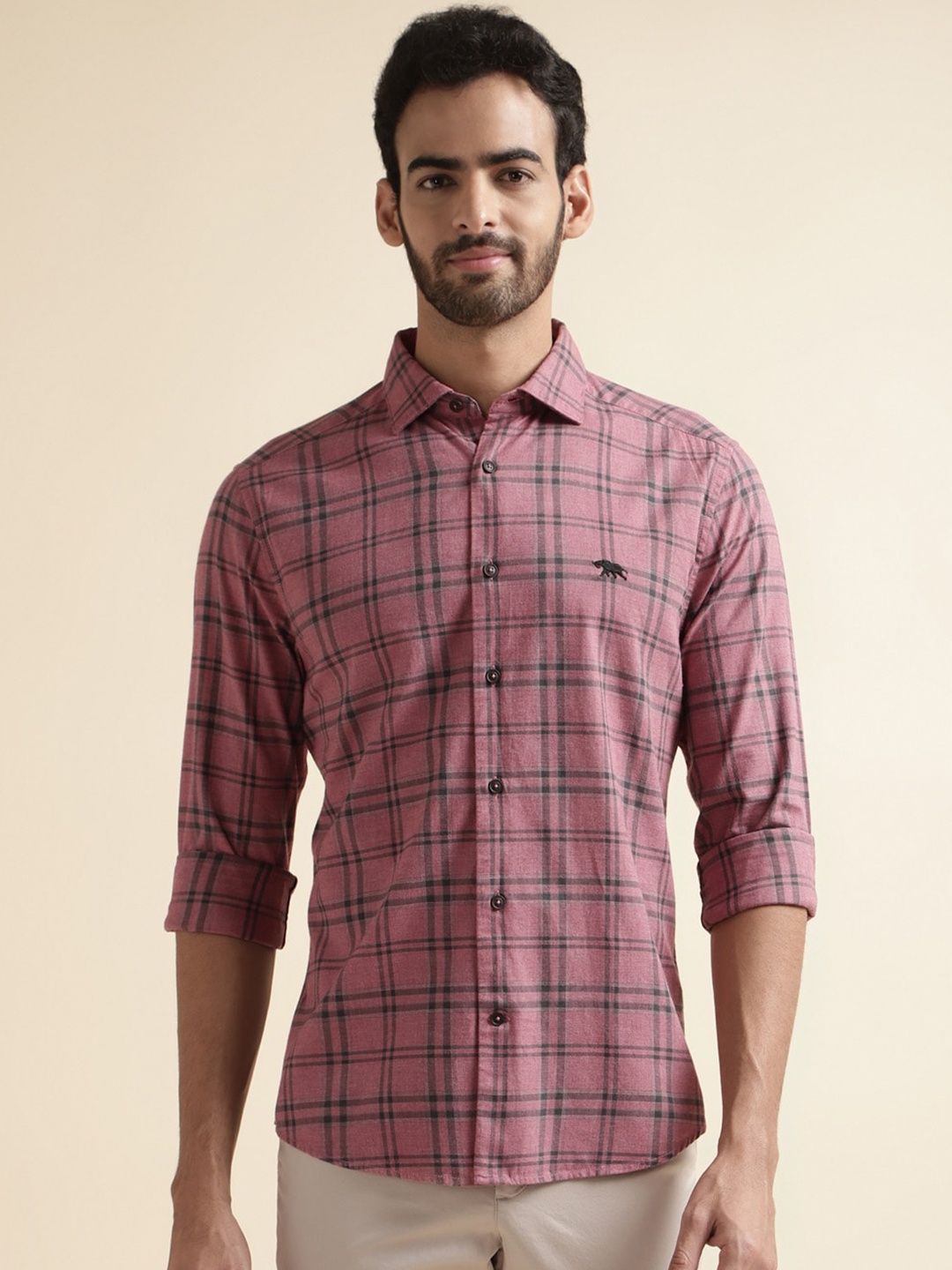 

Andamen Premium Slim Fit Tartan Checked Cotton Casual Shirt, Mauve