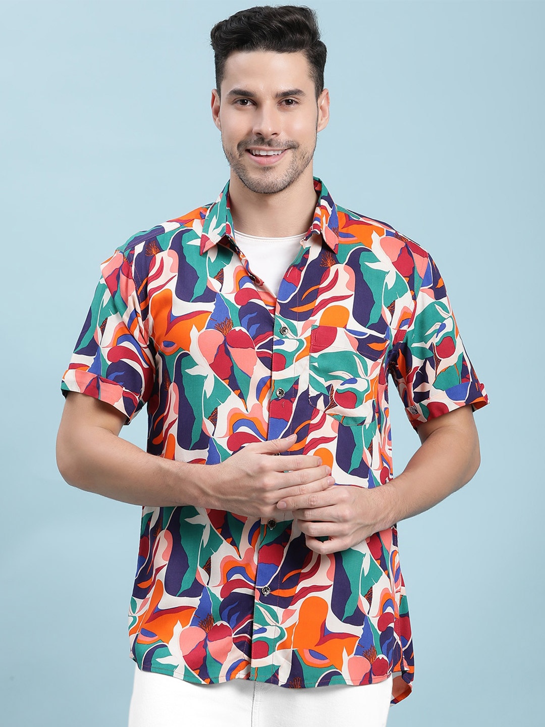 

Stuffie Land Graphic Printed Cotton Casual Shirt, Blue