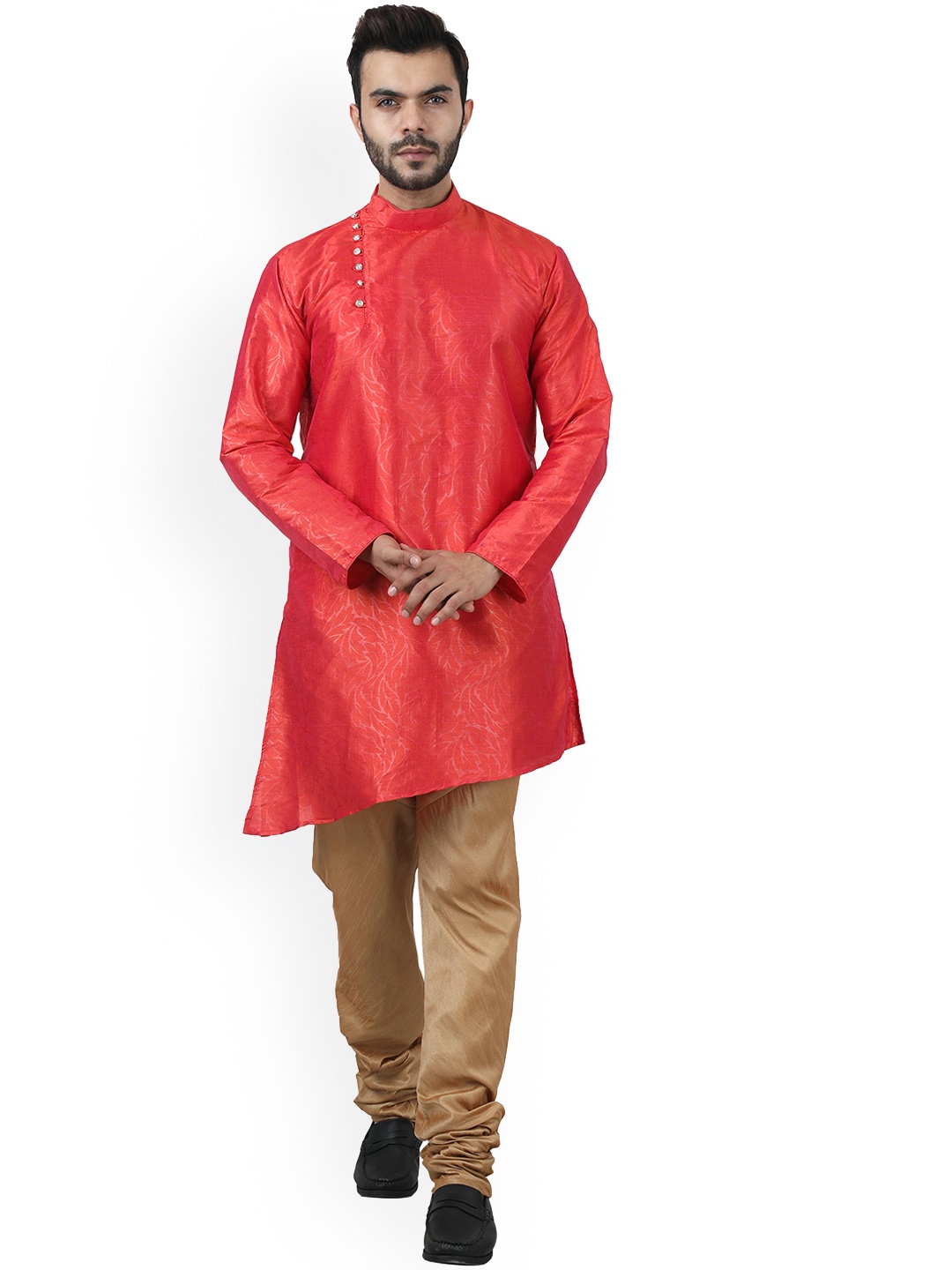 

Armaan Ethnic Floral Printed Angrakha Kurta, Red