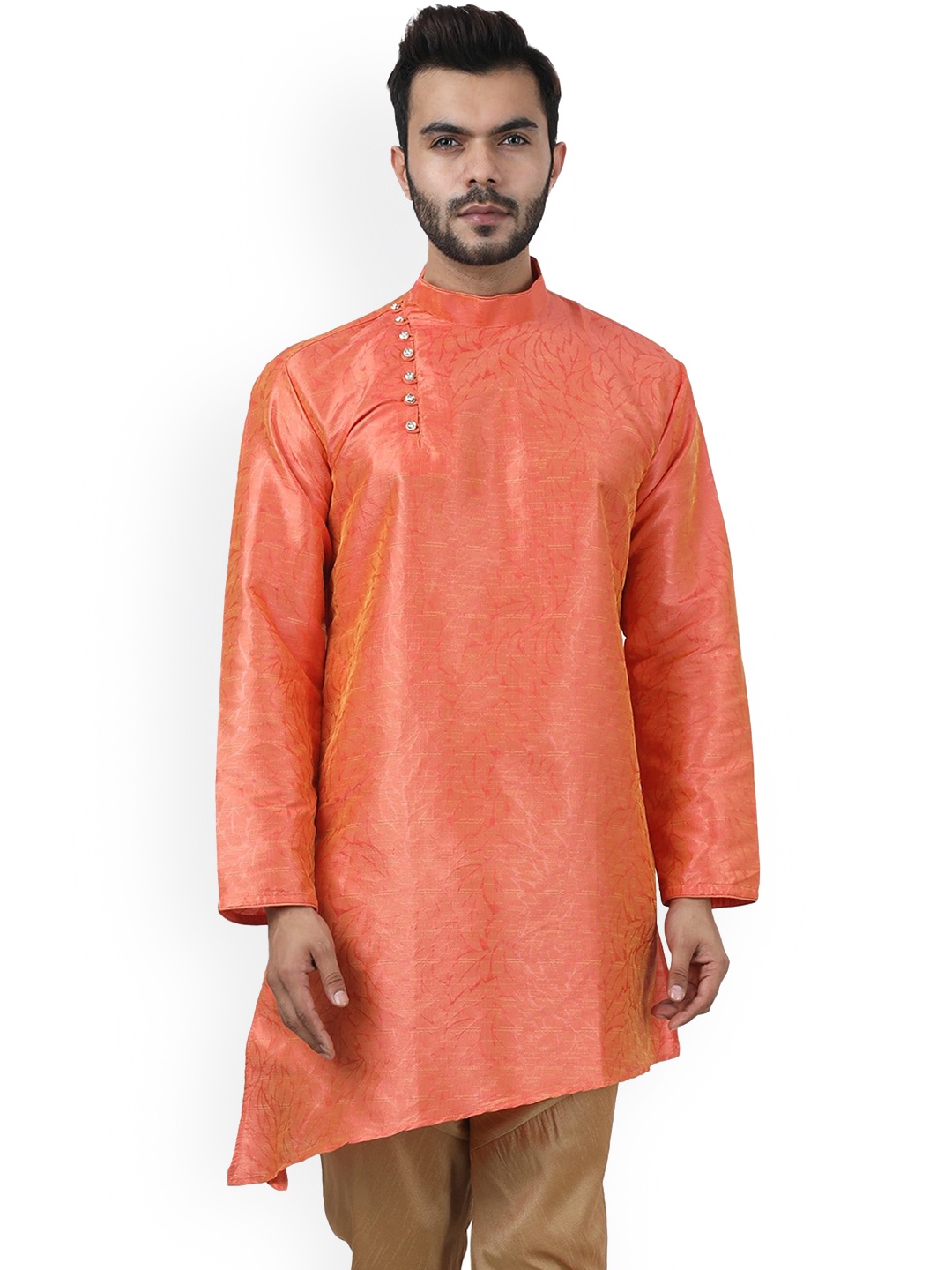 

Armaan Ethnic Floral Printed Angrakha Kurta, Peach