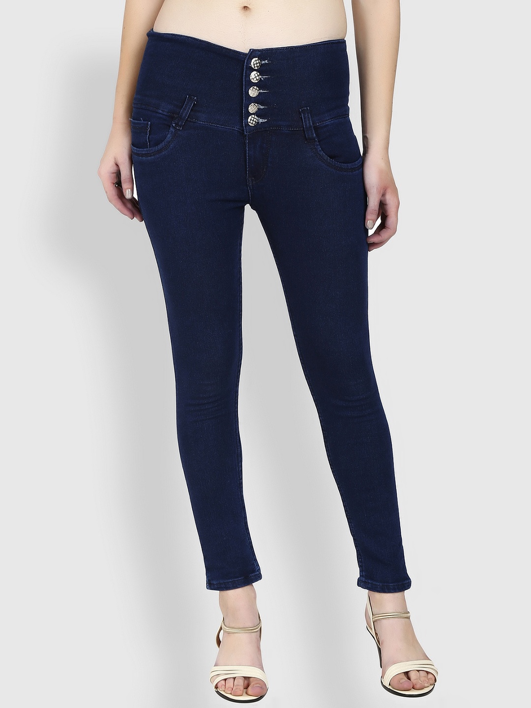 

A-Okay Women Slim Fit High-Rise Stretchable Jeans, Navy blue