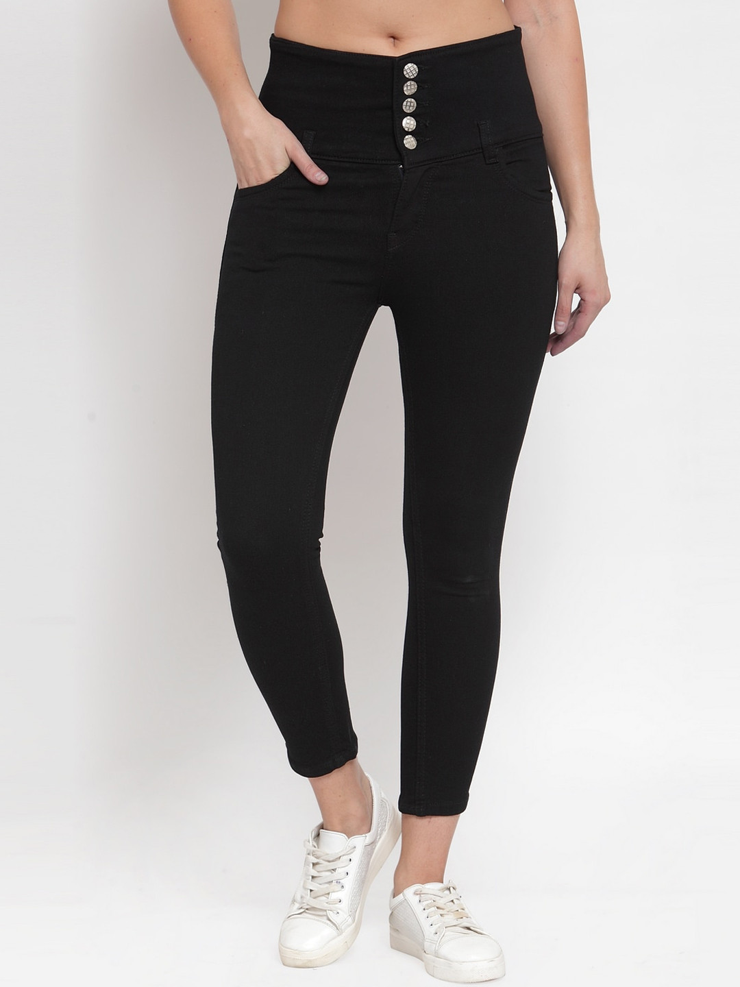 

A-Okay Women Slim Fit High-Rise Stretchable Jeans, Black