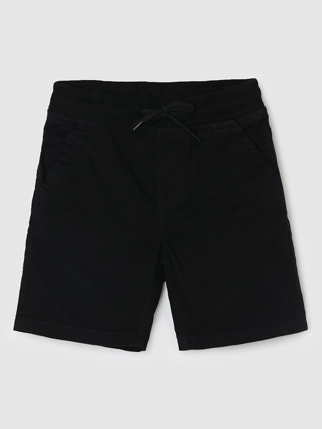 

max Boys Regular Fit Mid-Rise Cotton Shorts, Black