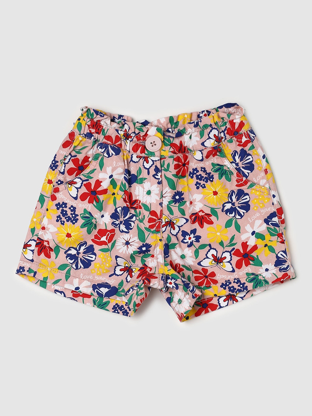 

max Girls Floral Printed Pure Cotton Shorts, Red