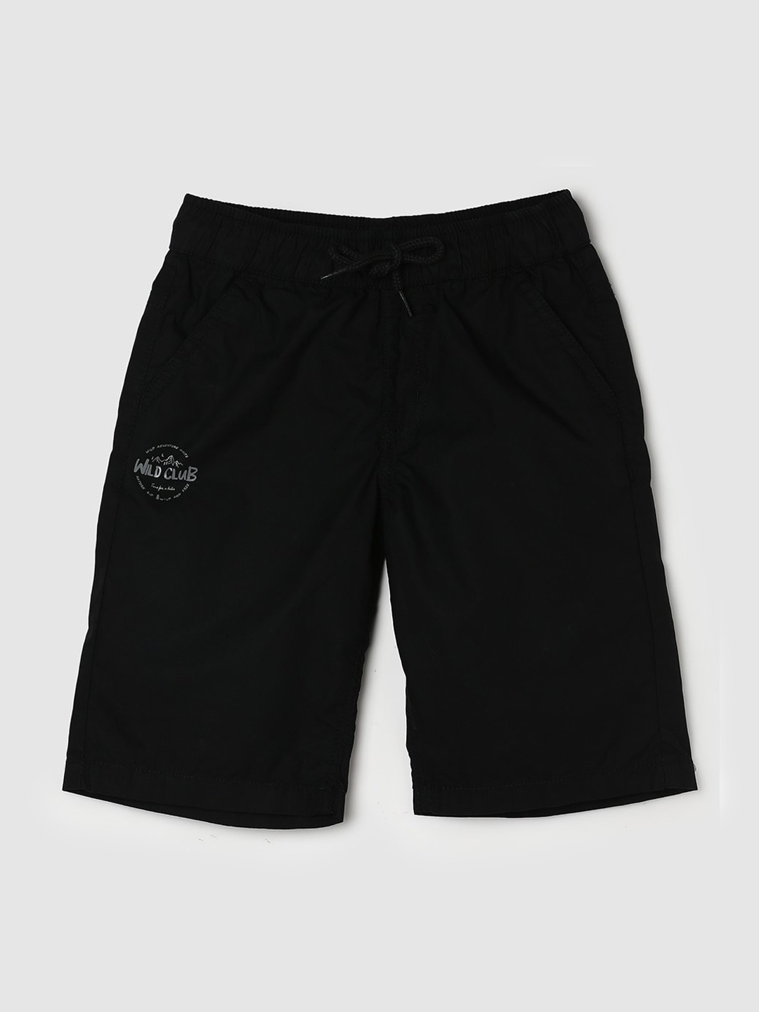 

max Boys Regular Fit Mid-Rise Cotton Shorts, Black