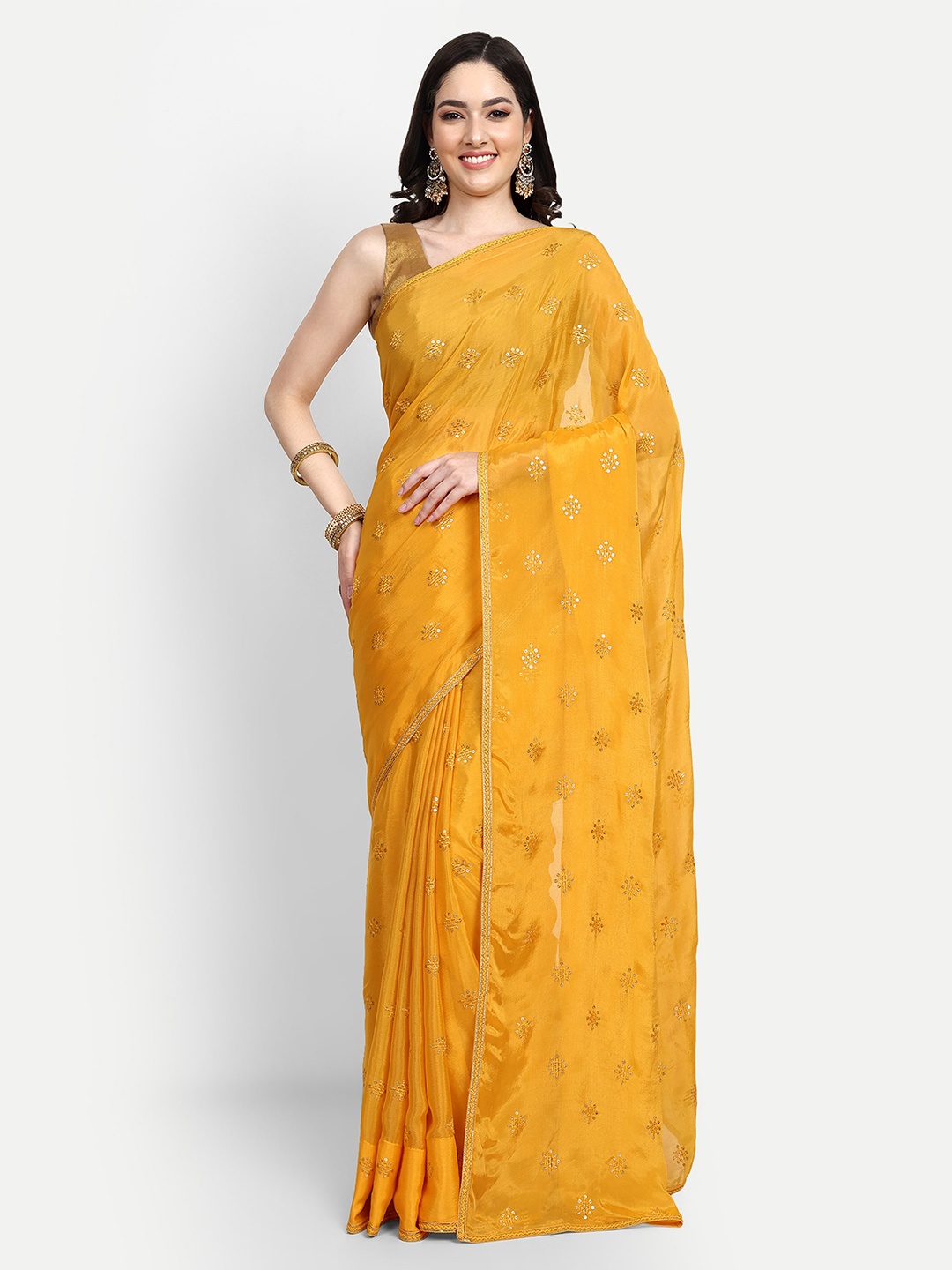 

LTS Label Tripti Saxena Embellished Embroidered Saree, Yellow