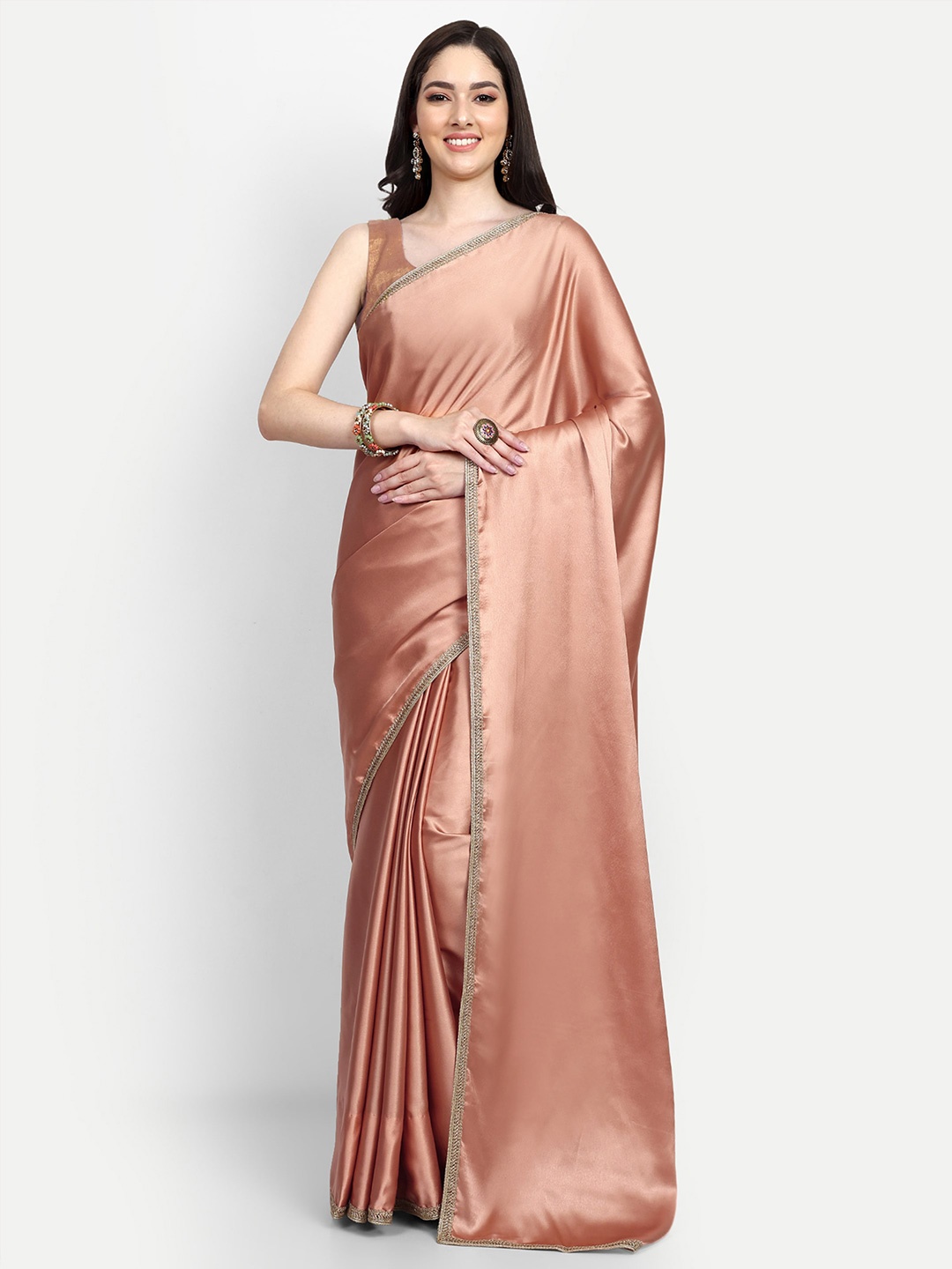 

LTS Label Tripti Saxena Satin Saree, Beige