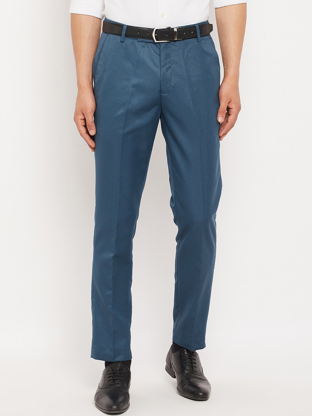 

VEI SASTRE Men Mid Rise Smart Slim Fit Plain Formal Trousers, Blue