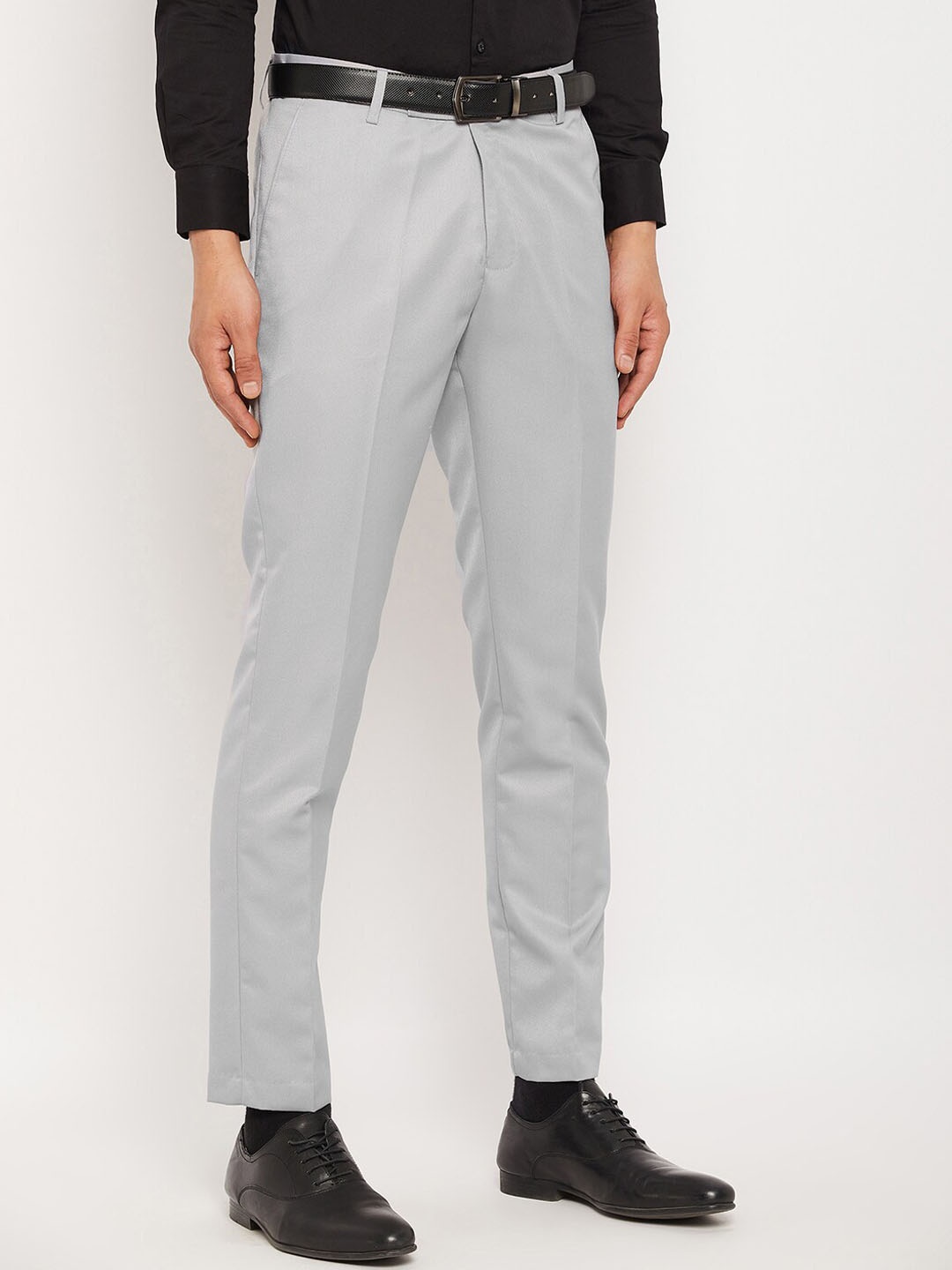 

VEI SASTRE Men Smart Slim Fit Mid Rise Formal Trousers, Grey