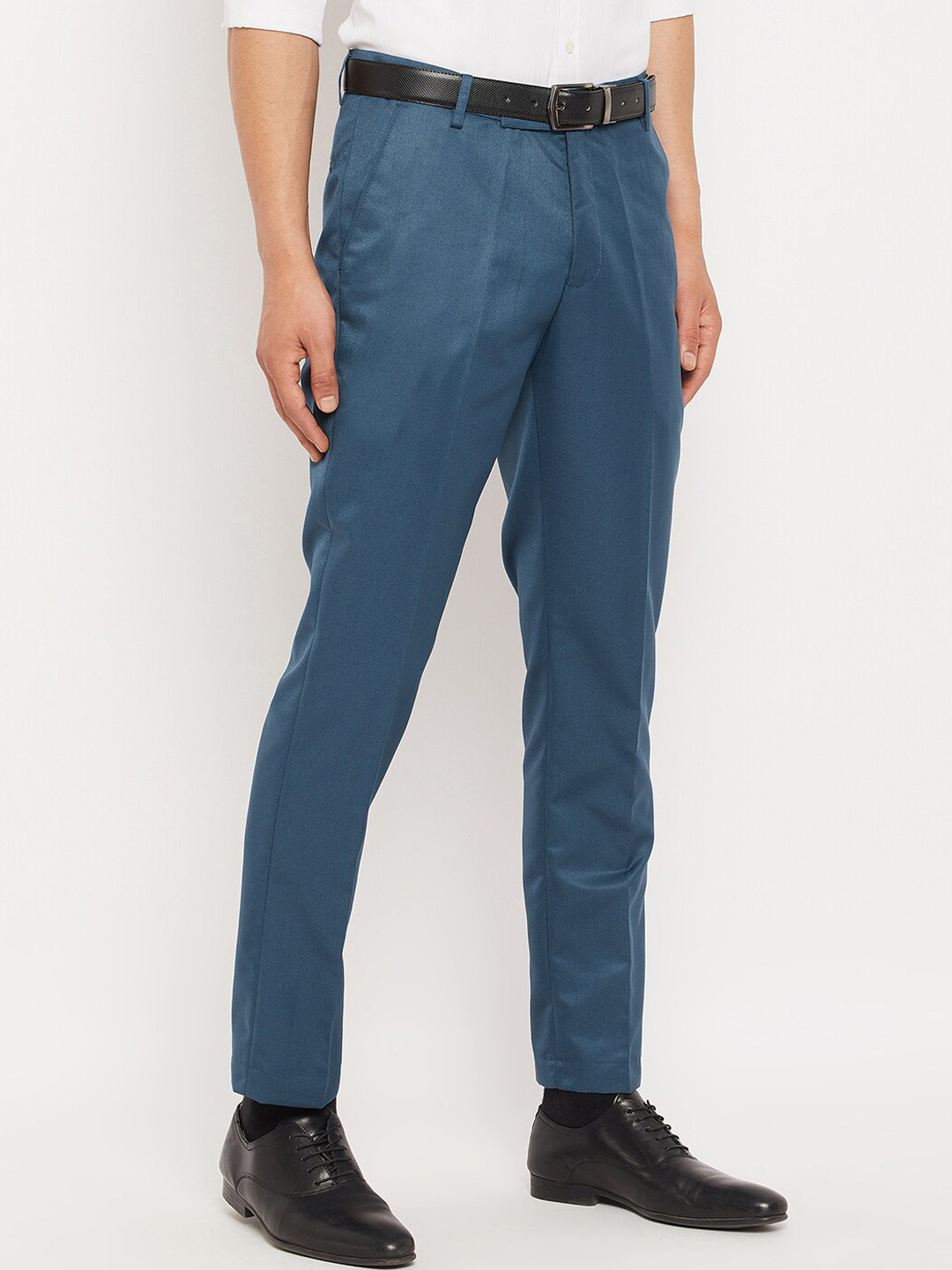 

VEI SASTRE Men Smart Slim Fit Formal Trousers, Blue