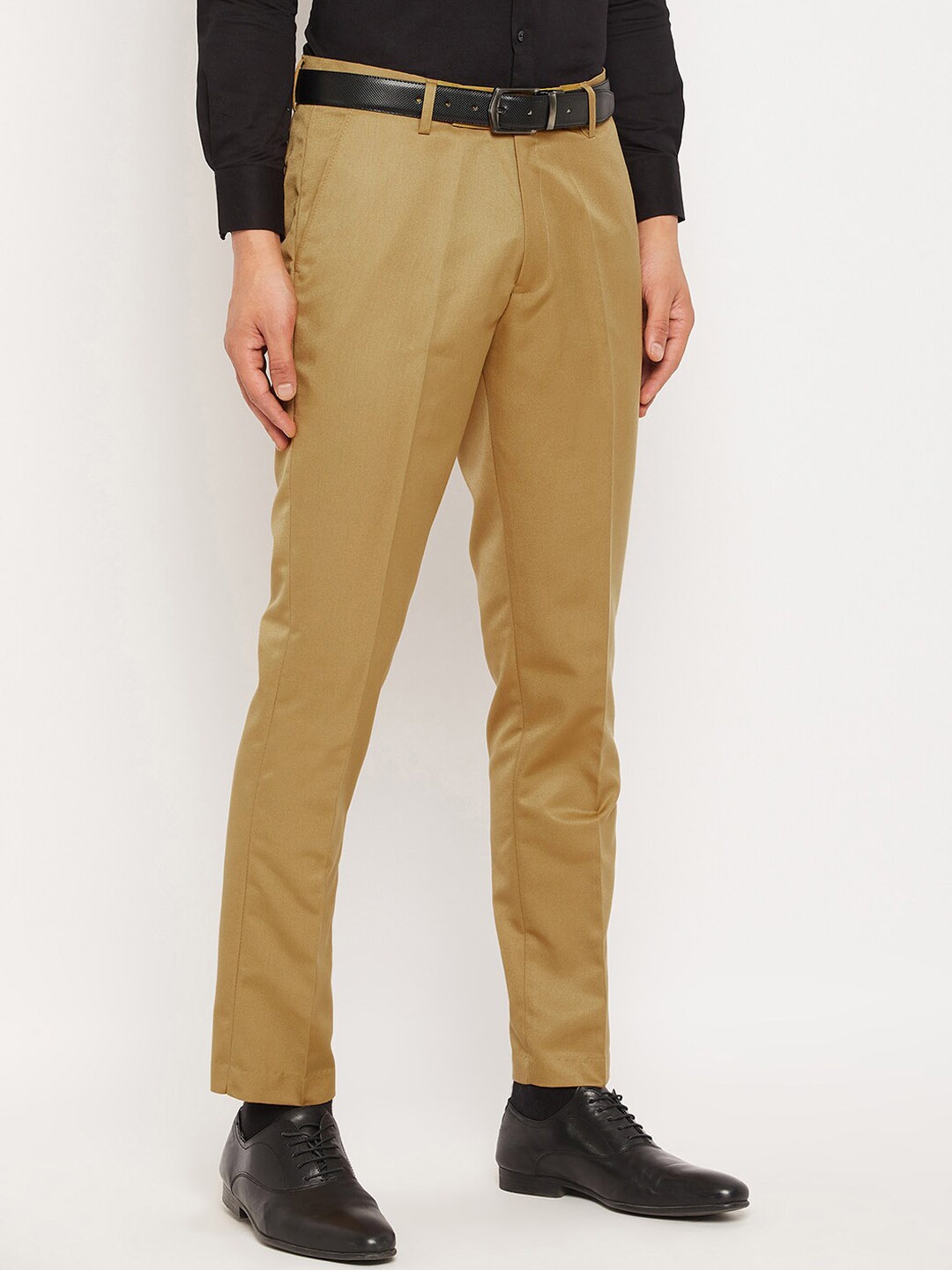 

VEI SASTRE Men Smart Slim Fit Mid Rise Formal Trousers, Khaki