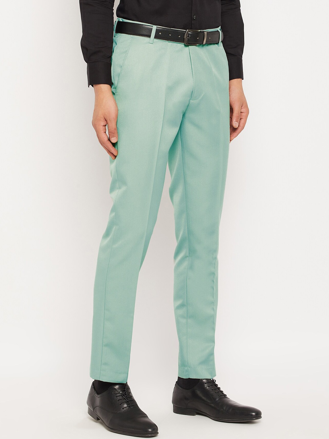 

VEI SASTRE Men Mid-Rise Smart Slim Fit Formal Trousers, Green