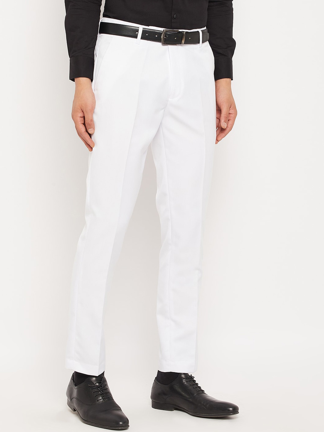 

VEI SASTRE Men Smart Slim Fit Mid Rise Formal Trousers, White