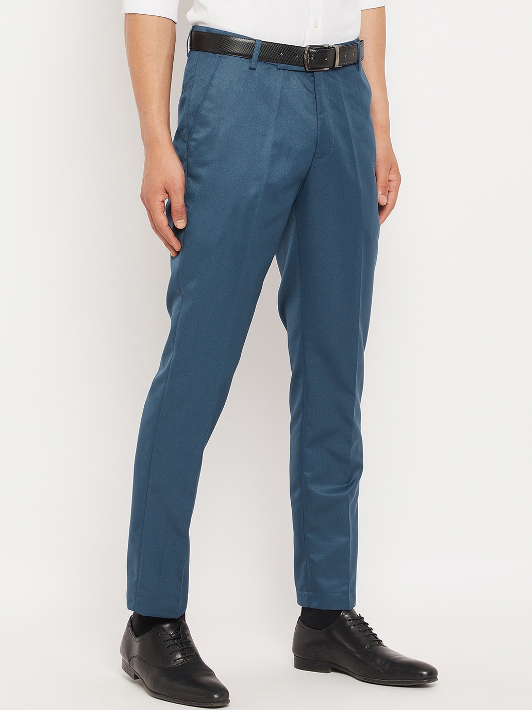 

VEI SASTRE Men Smart Slim Fit Mid Rise Formal Trousers, Blue