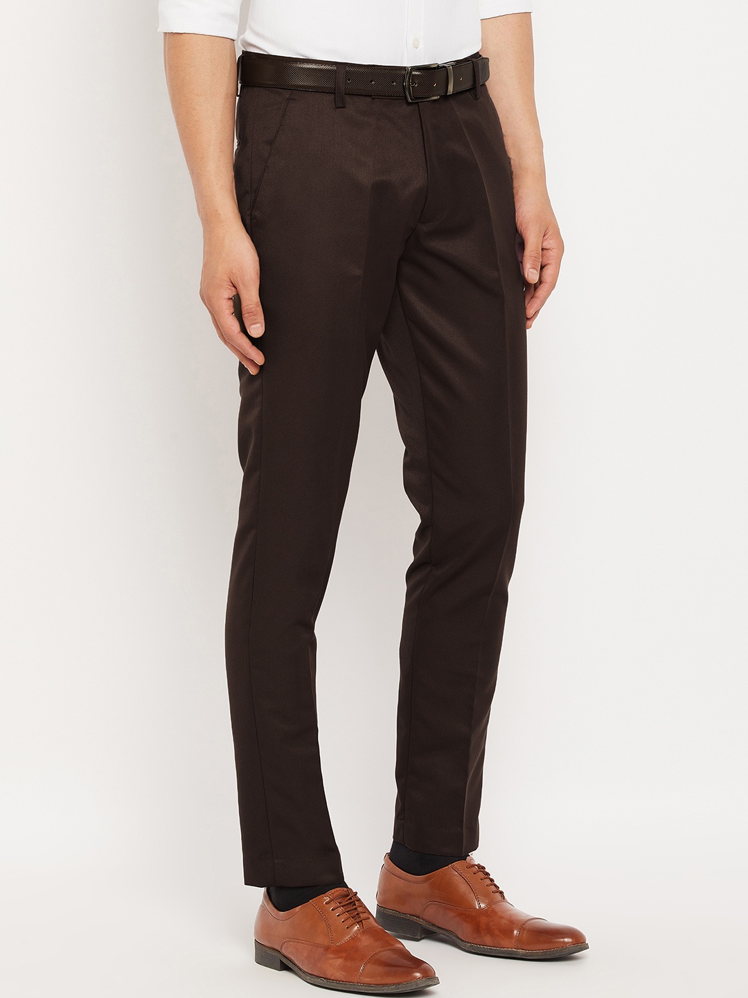 

VEI SASTRE Men Mid Rise Smart Slim Fit Formal Trousers, Brown