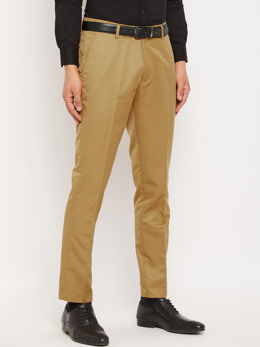 

VEI SASTRE Men Smart Slim Fit Formal Trousers, Khaki