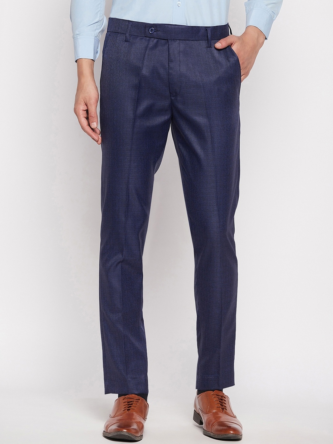 

VEI SASTRE Men Smart Slim Fit Formal Trouser, Blue