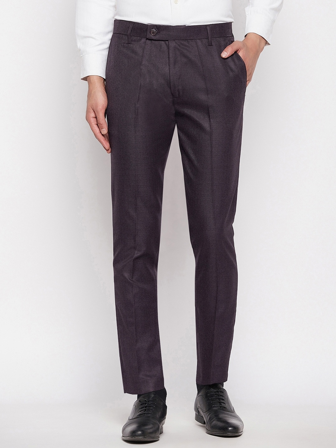 

VEI SASTRE Men Smart Slim Fit Formal Trouser, Magenta