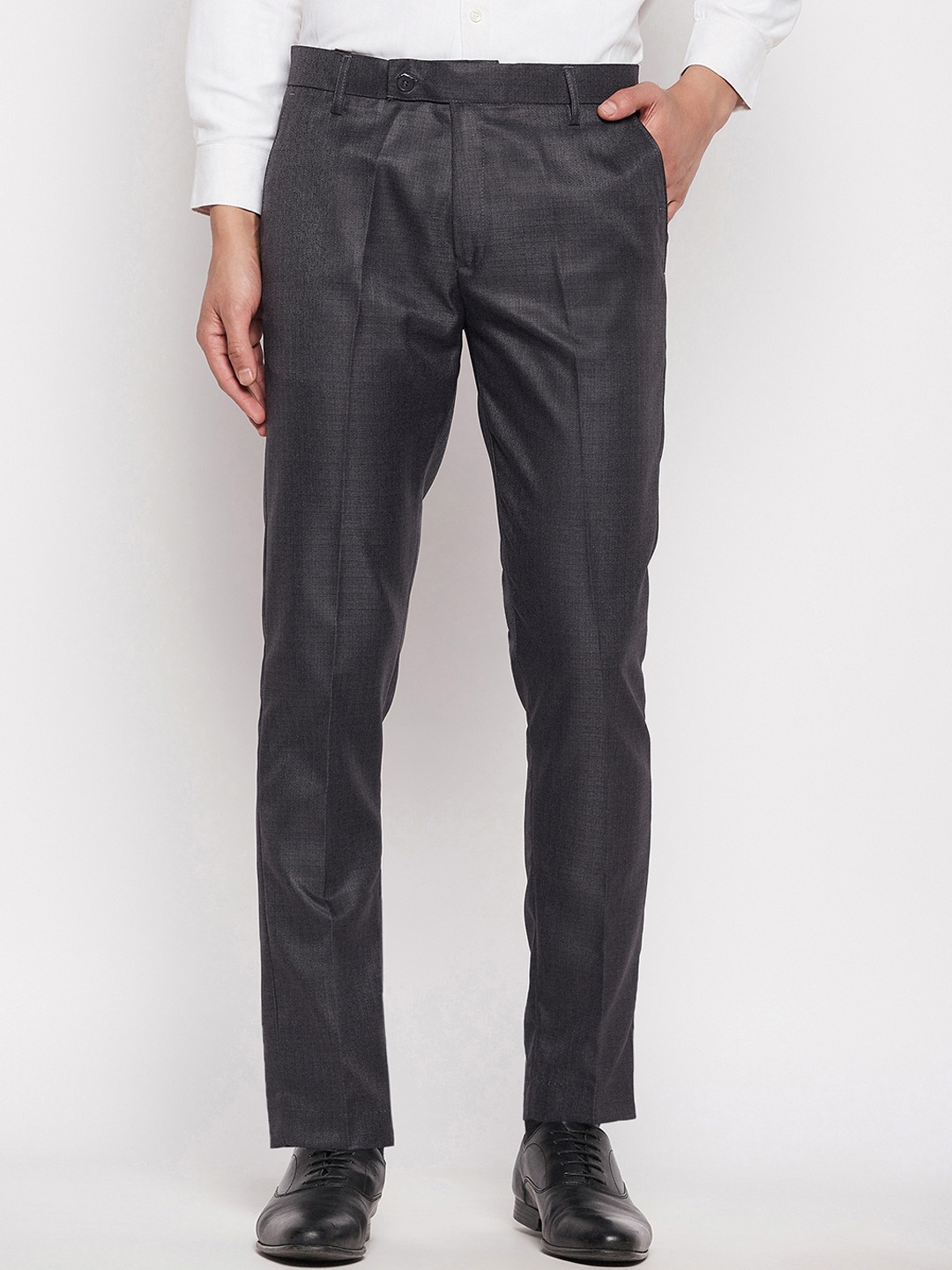 

VEI SASTRE Men Smart Slim Fit Formal Trousers, Grey