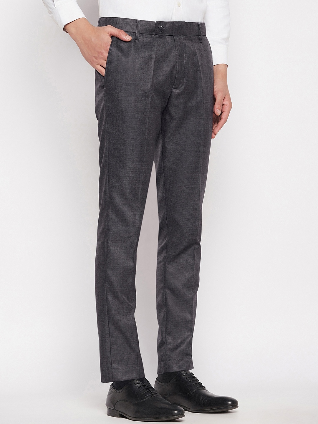 

VEI SASTRE Men Smart Slim Fit Formal Trousers, Grey