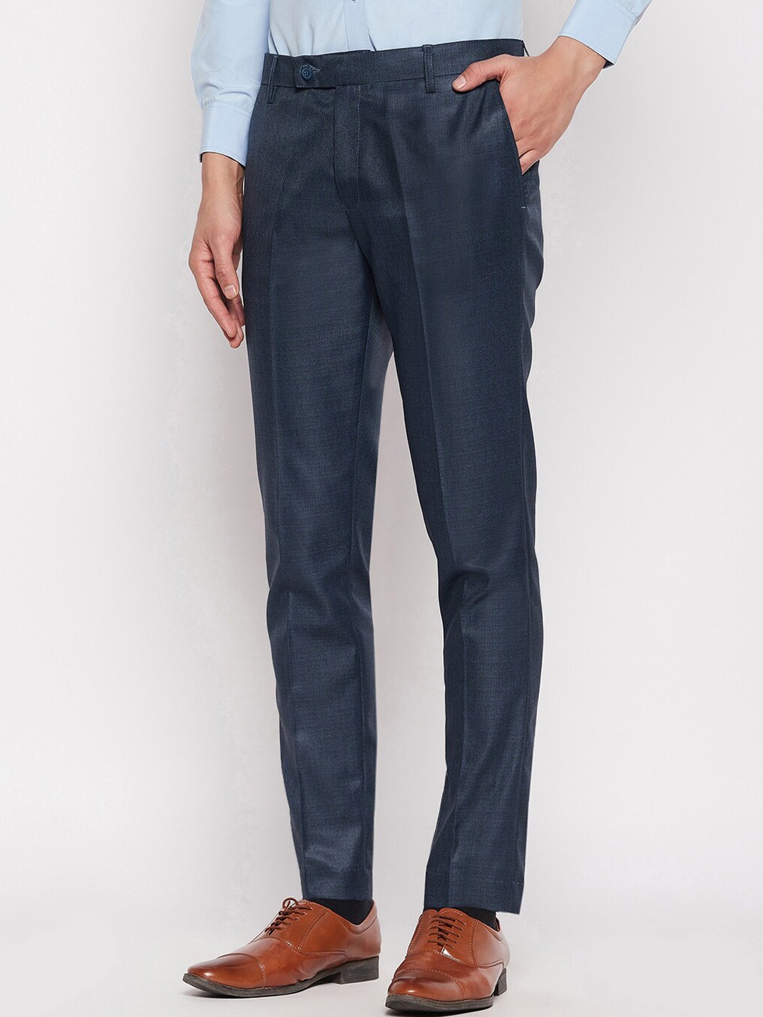 

VEI SASTRE Men Smart Slim Fit Formal Trouser, Blue
