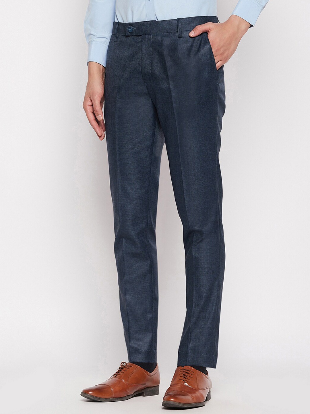 

VEI SASTRE Men Smart Slim Fit Formal Trouser, Blue