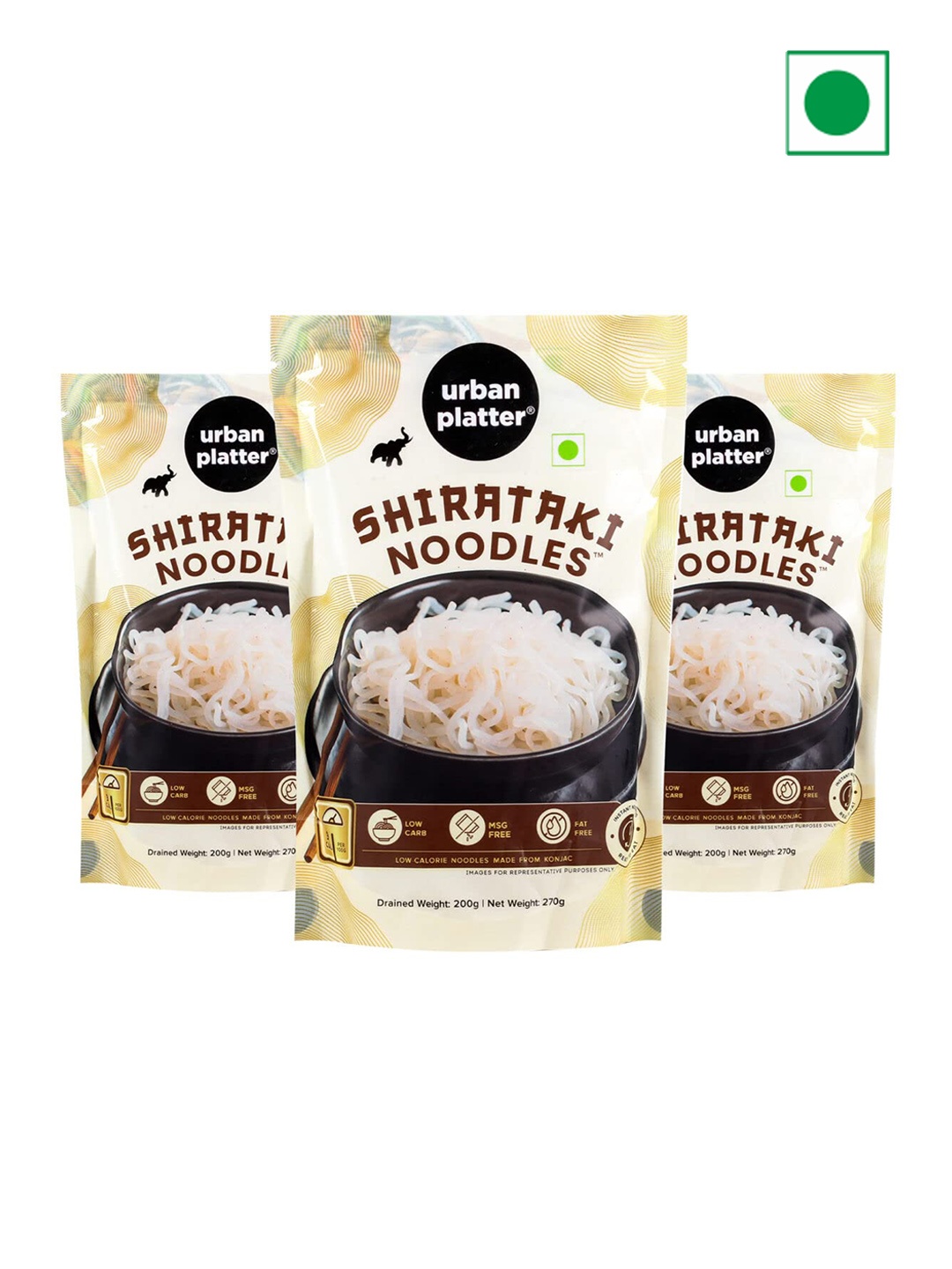 

URBAN PLATTER Pack of 3 Shirataki Noodles-270gms, White