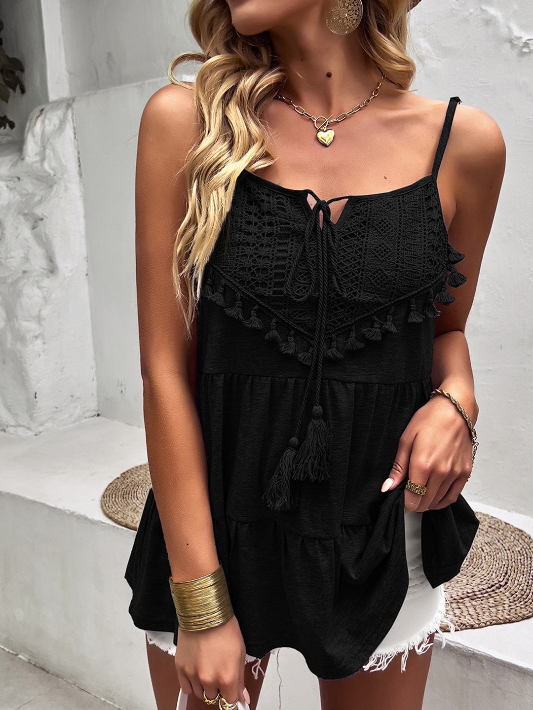 

StyleCast Black Lace Insert A-Line Dress