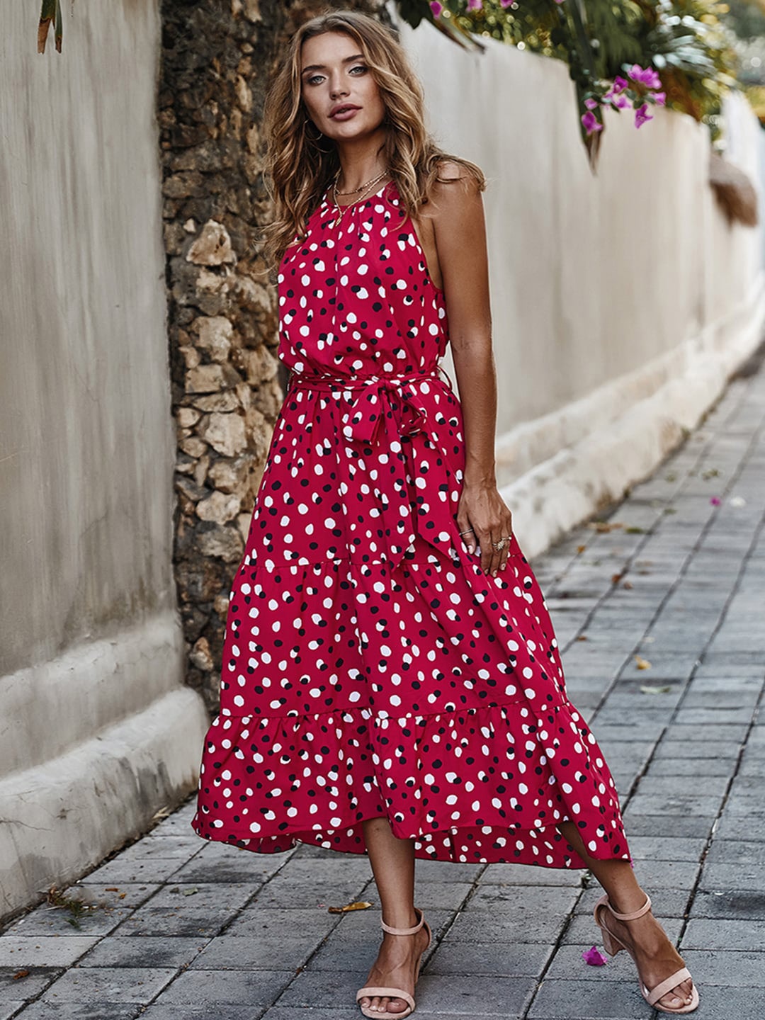 

StyleCast Pink Geometric Printed A-Line Midi Dress