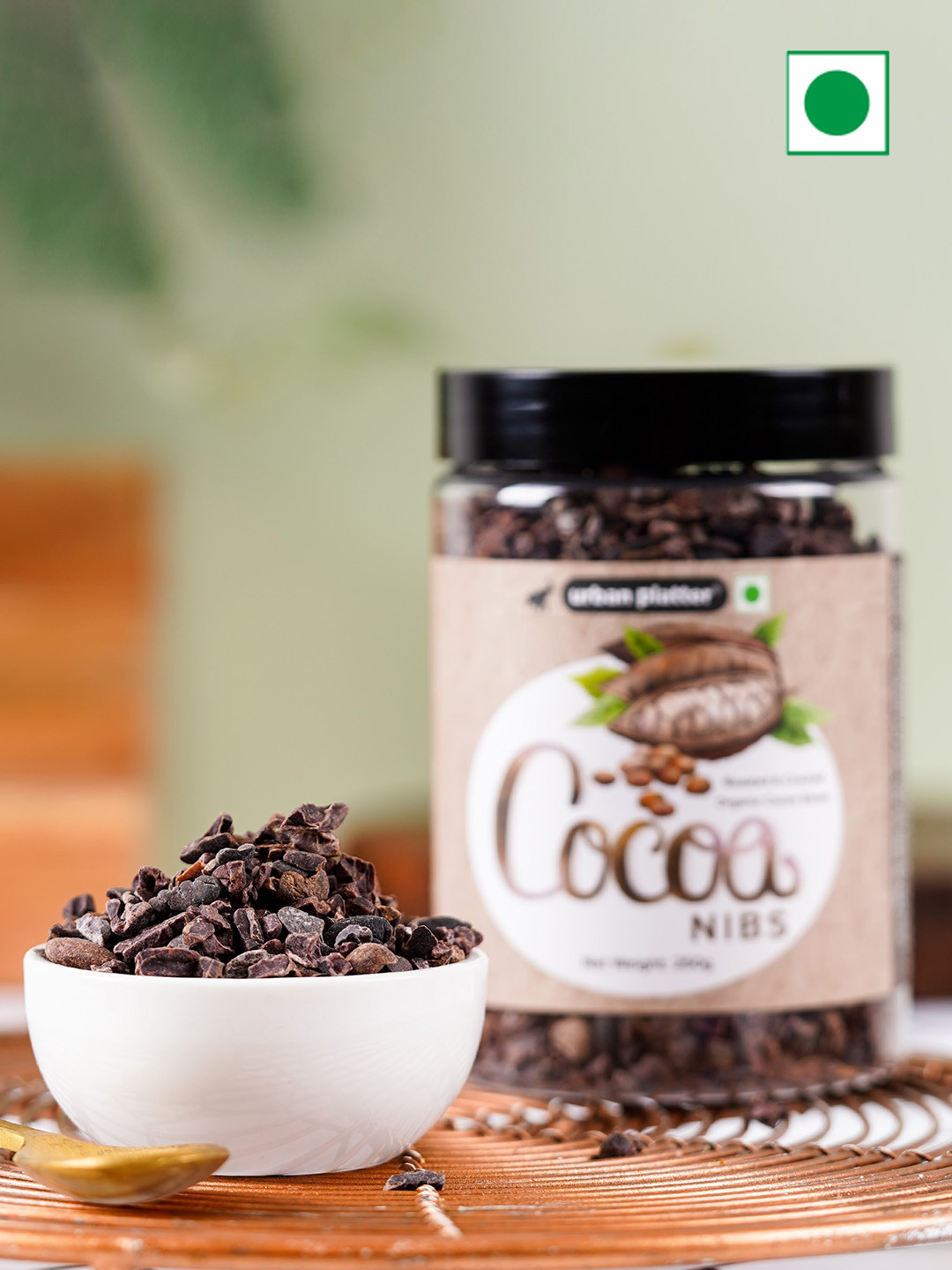 

URBAN PLATTER Roasted & Cracked Unsweetened Cacoa Nibs- 250 g, Brown