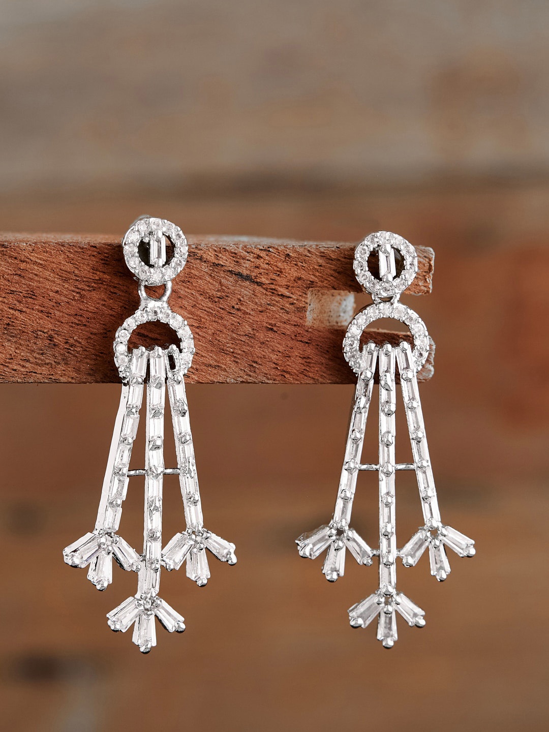 

ATIBELLE Cubic Zirconia Contemporary Drop Earrings, White