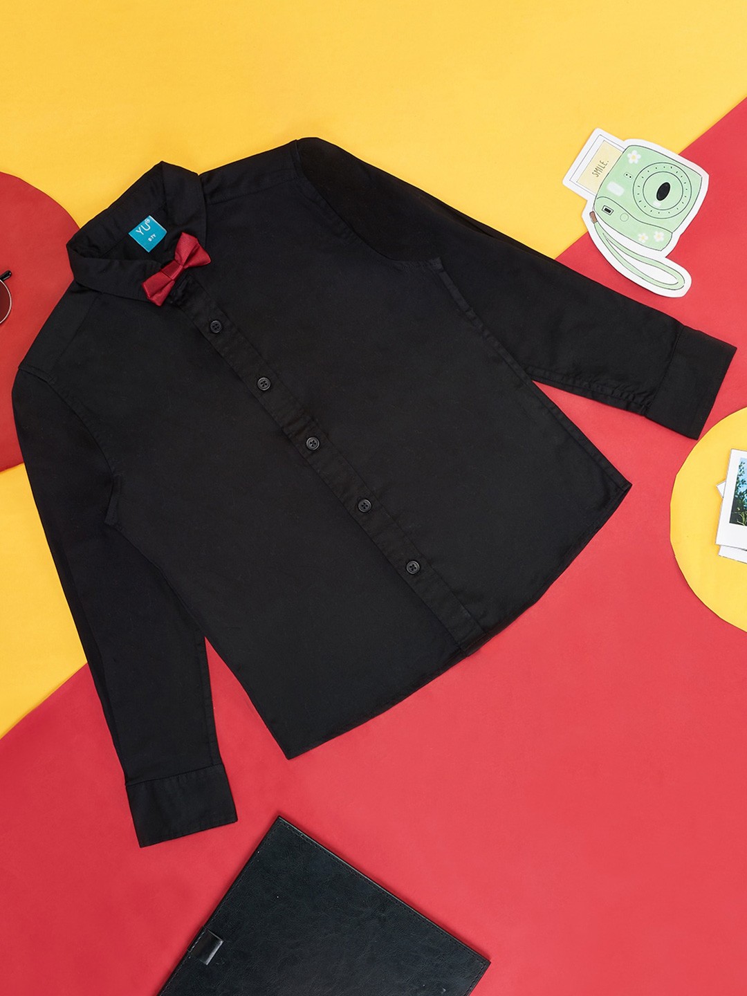 

YU by Pantaloons Boys Classic Cotton Casual Shirt With Bow, Black