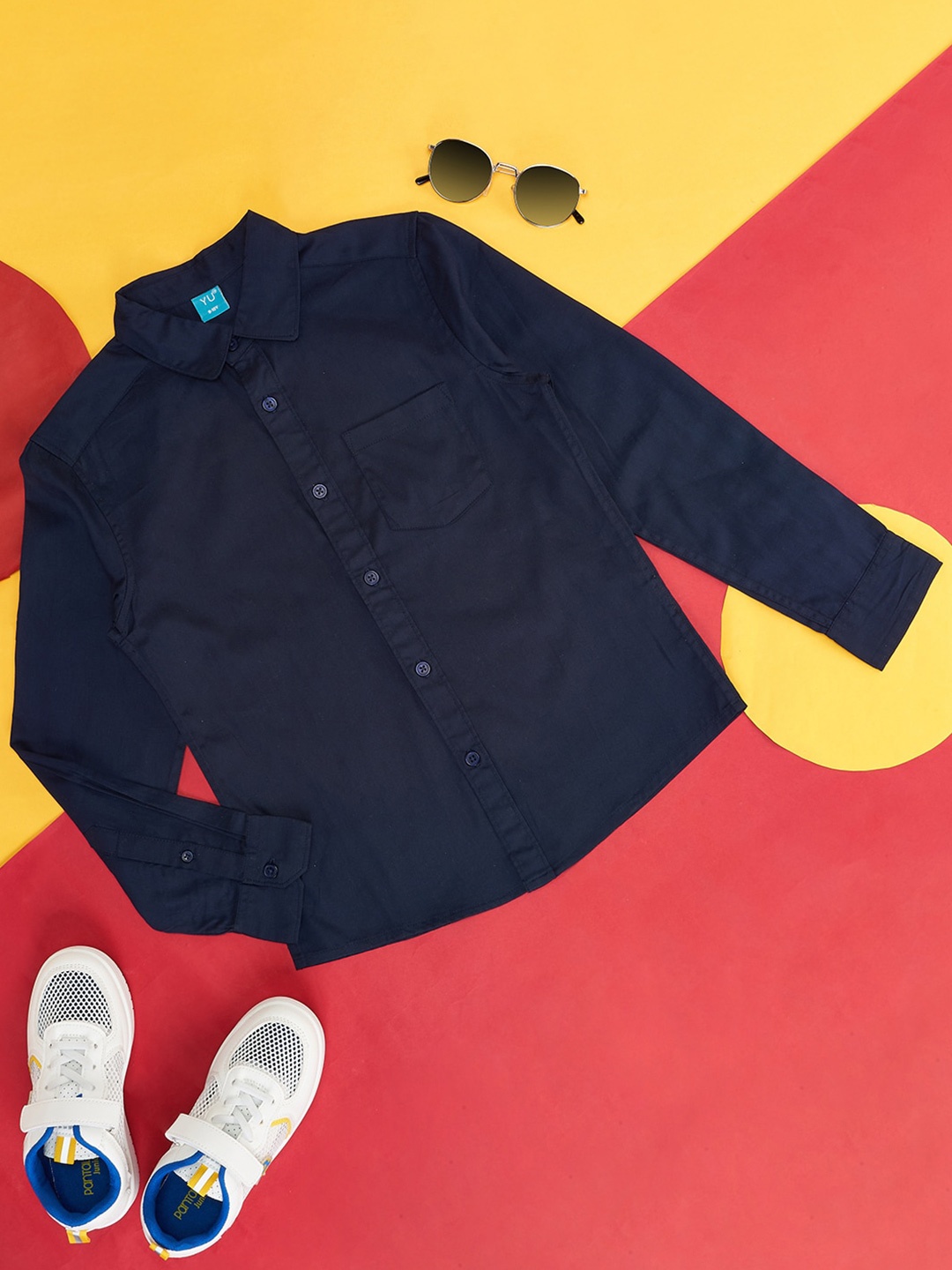 

YU by Pantaloons Boys Pure Cotton Casual Shirt, Navy blue