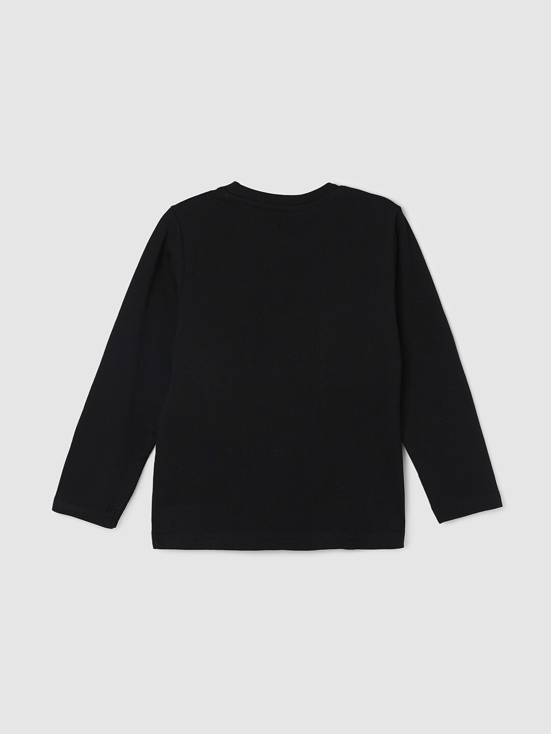 

max Boys Graphic Printed Round Neck Long Sleeve Cotton T-shirt, Black