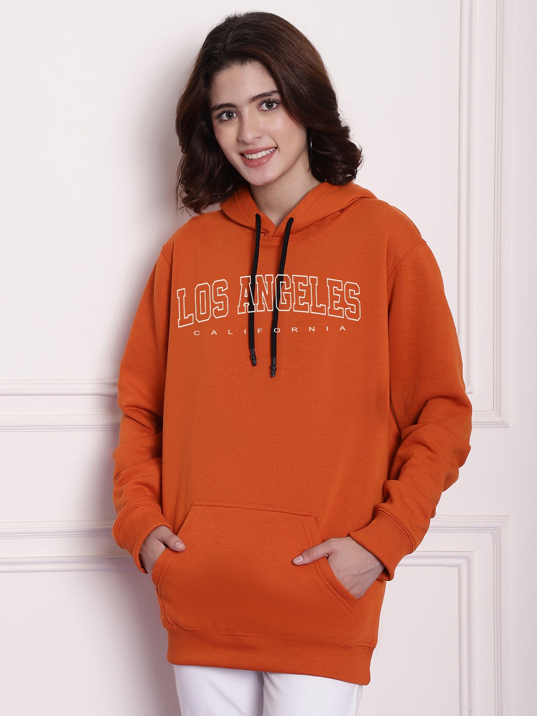 

Imsa Moda Typography Printed Hooded Sweatshirt, Orange