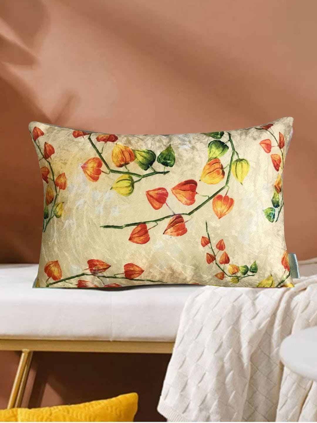 

Tasseled Home Yellow & Green Floral Rectangle Cushion Cover