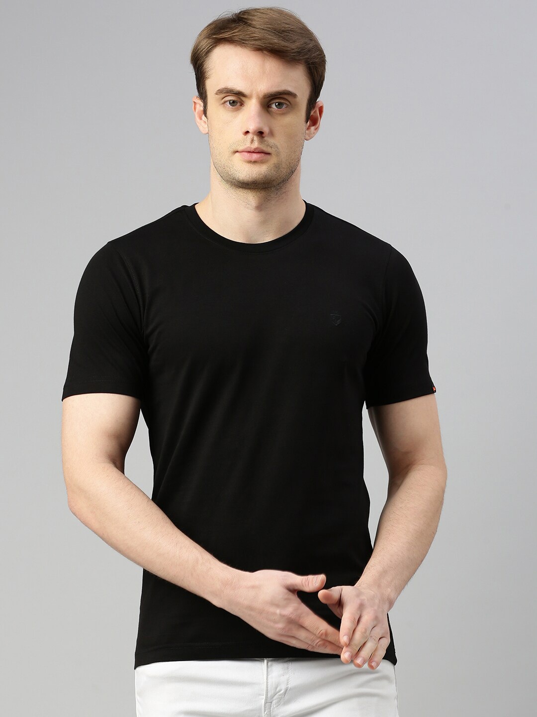 

ZEDD Round Neck Cotton T-shirt, Black