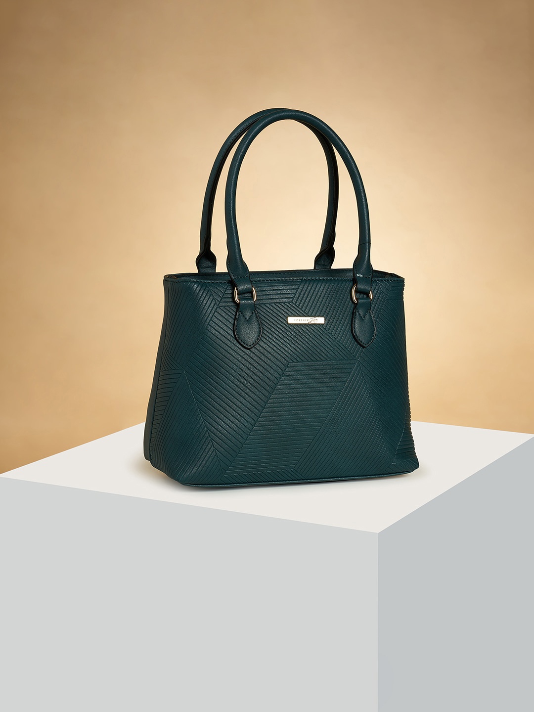 

Forever Glam by Pantaloons Textured Structured Handheld Bag, Teal