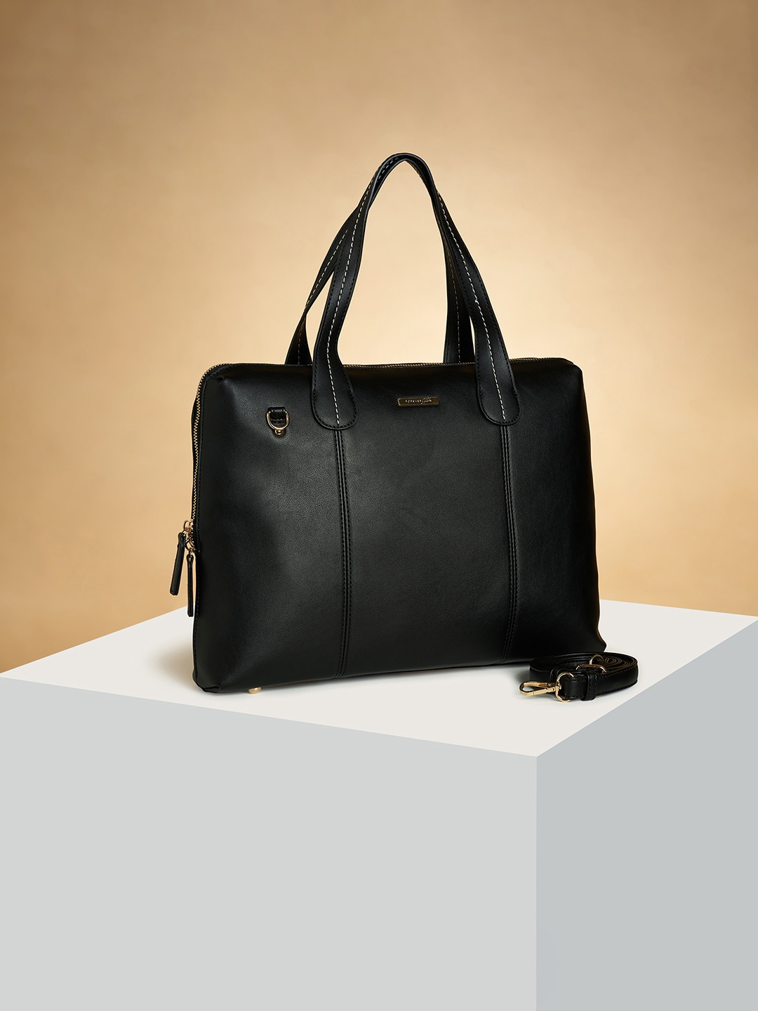

Forever Glam by Pantaloons Oversized Structured Handheld Bag, Black