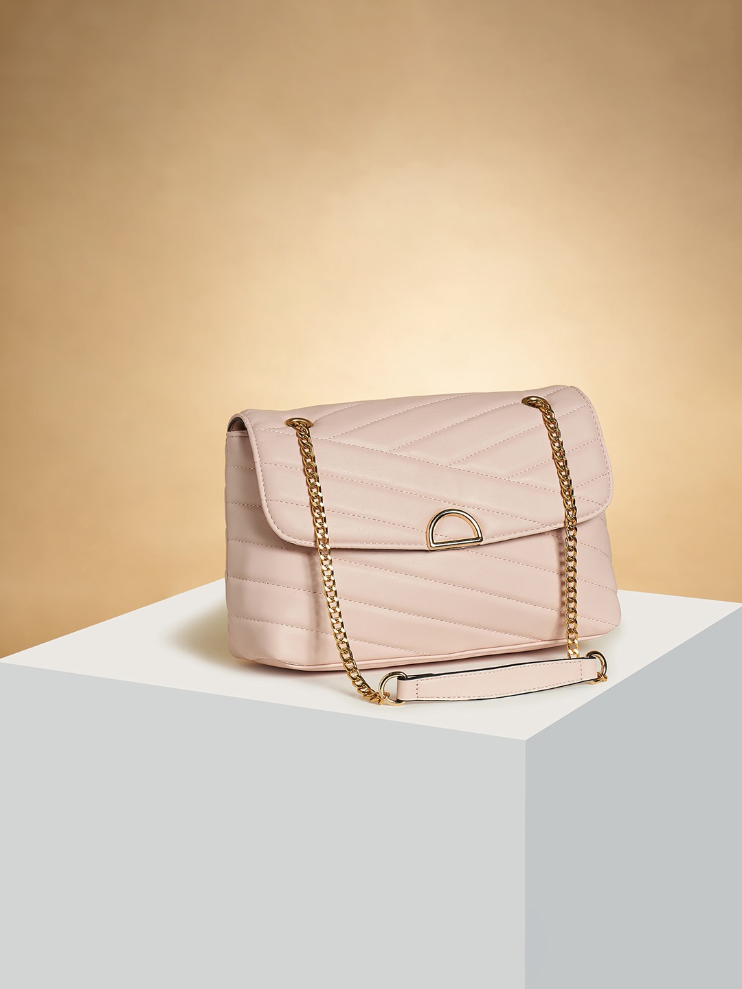 

Forever Glam by Pantaloons PU Structured Sling Bag, Pink