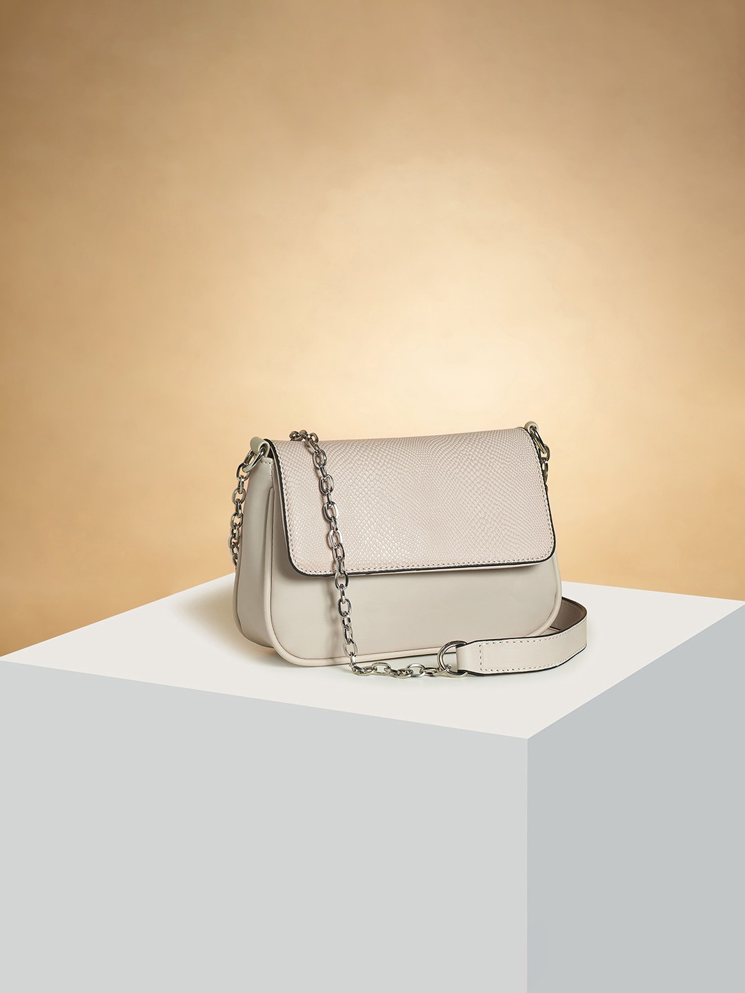 

Forever Glam by Pantaloons Textured Structured Sling Bag, Off white