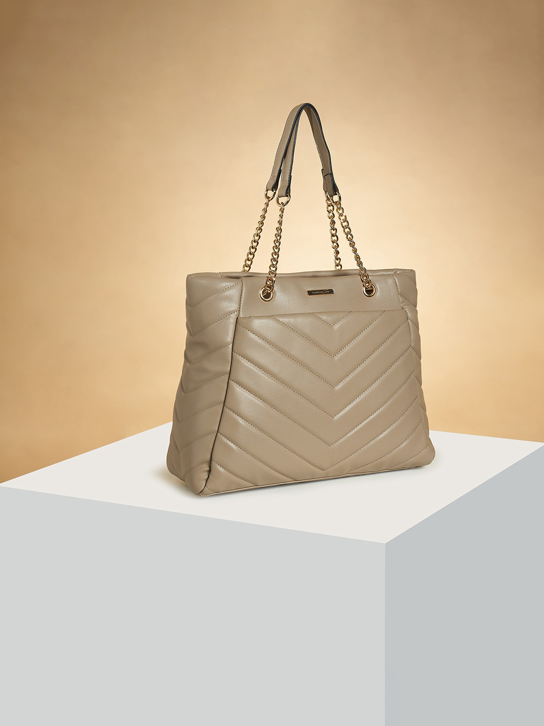 

Forever Glam by Pantaloons Quilted Structured Shoulder Bag, Taupe