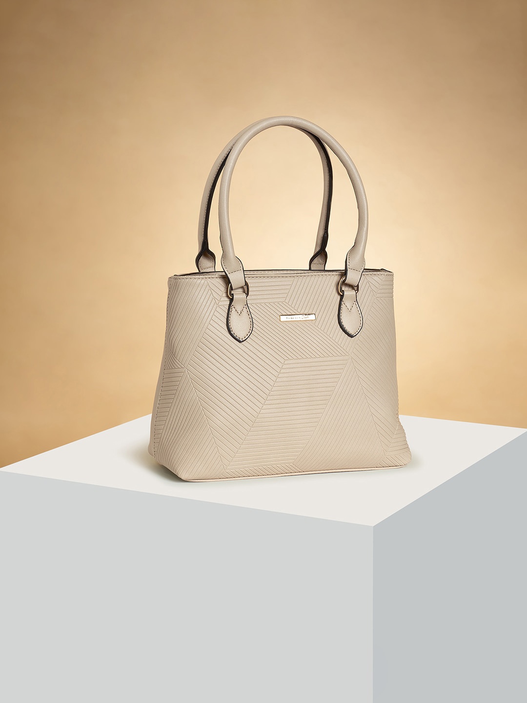 

Forever Glam by Pantaloons PU Structured Handheld Bag, Beige