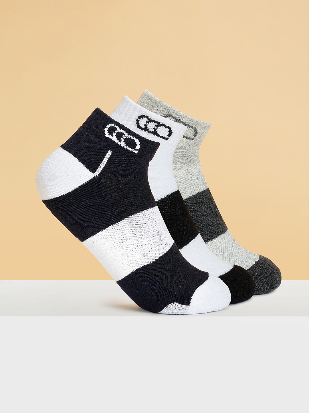 

Ajile by Pantaloons Men Pack Of 3 Colourblocked Ankle-length Socks, Grey