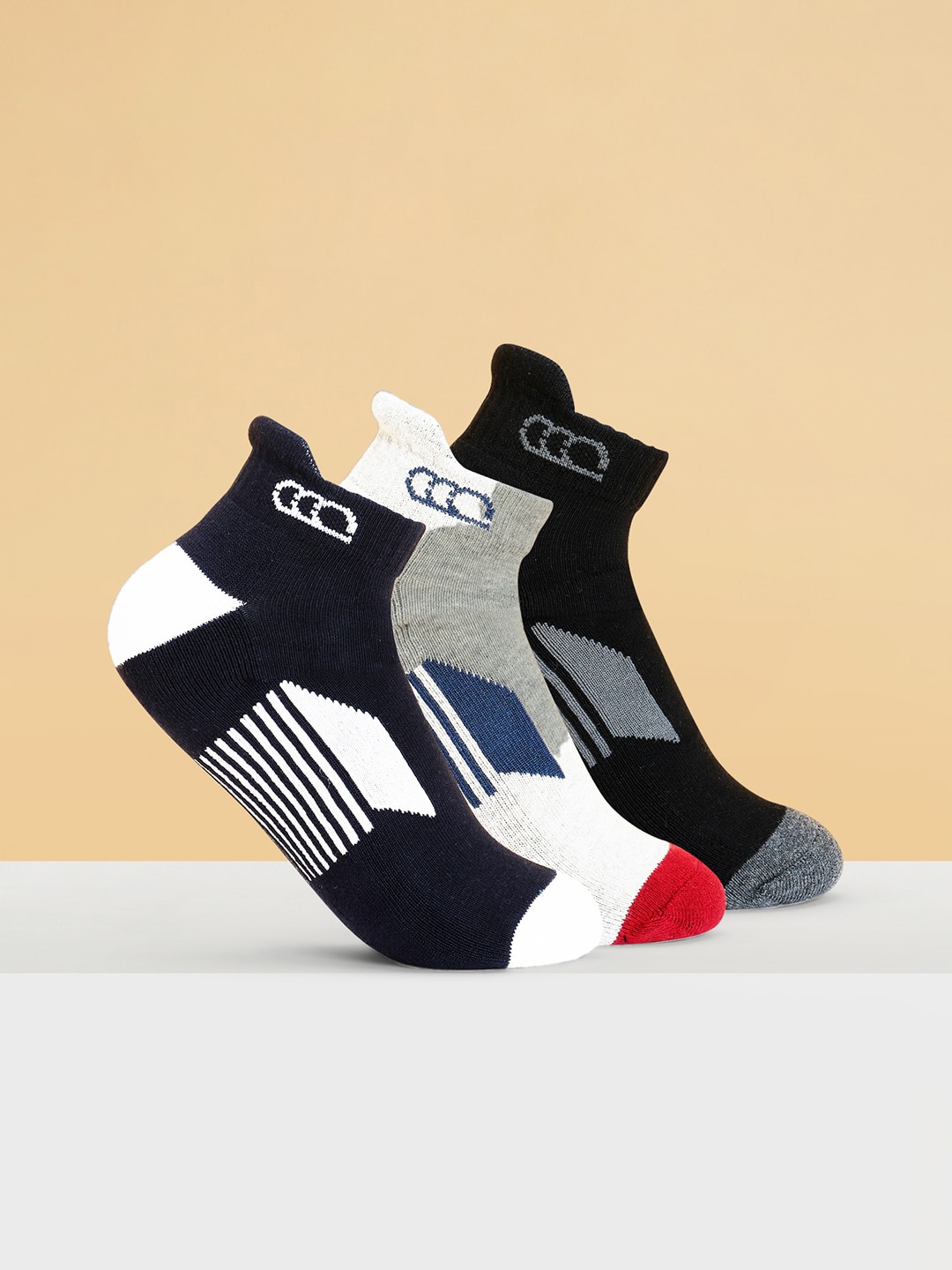 

Ajile by Pantaloons Men Pack Of 3 Colourblocked Ankle-length Socks, Black
